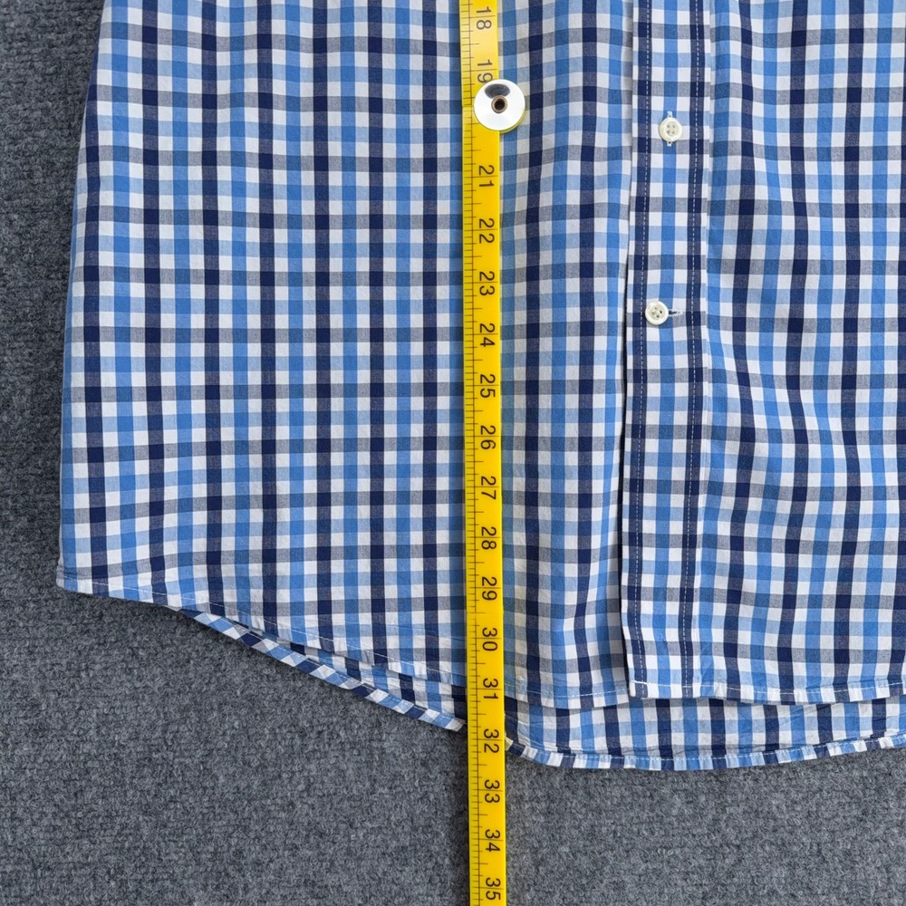 IZOD‎ Mens Short Sleeve Button Down Shirt Blue Gingham Plaid Size L G - Picture 6 of 6
